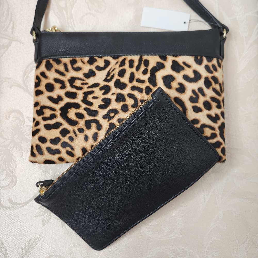 Talbots Calf Hair Cheetah Animal Print Crossbody NWT - Picture 9 of 13